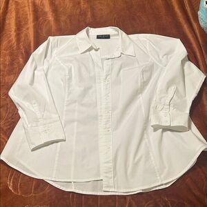 Lane Bryant White Girlfriend No Peek Button Down Shirt Sz 14P